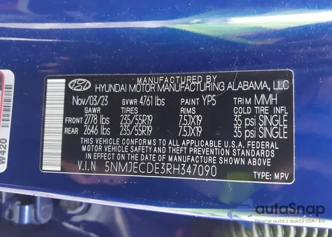 2024 Hyundai Tucson Limited from USA, damaged, VIN 5NMJECDE3RH347090